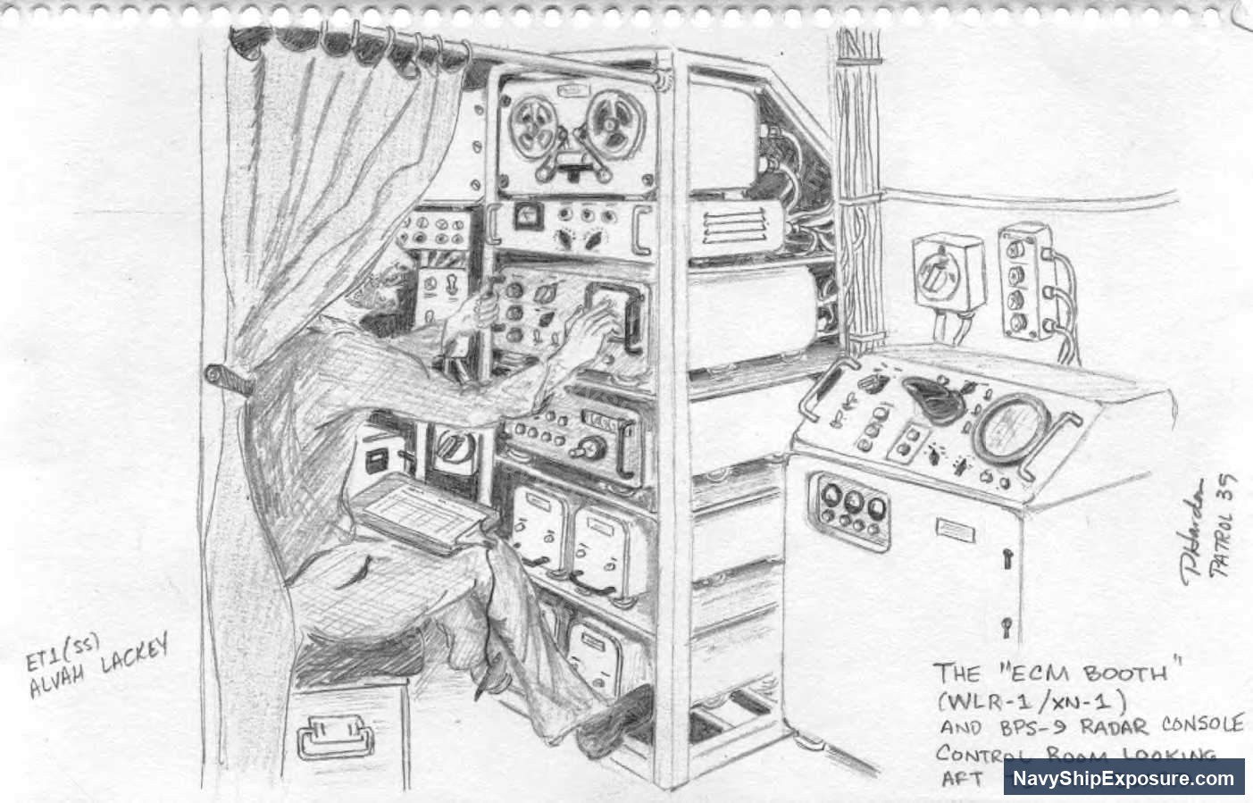 Technical sketch of ECM (Electronic Countermeasures) booth
